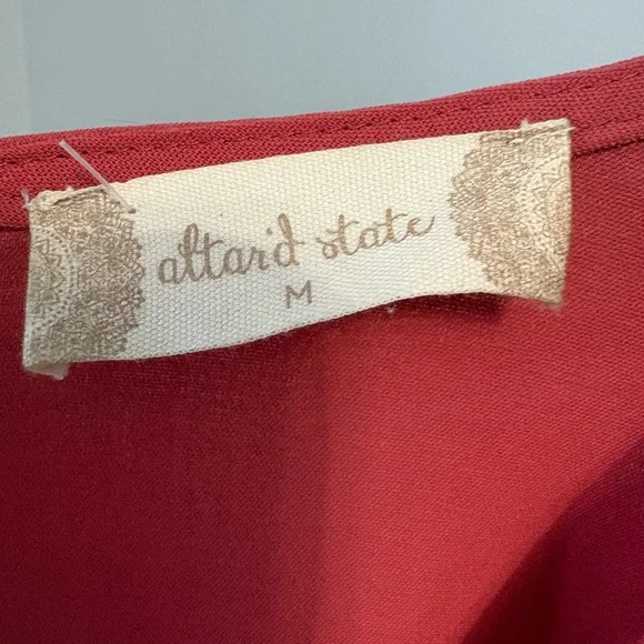 Altar'd State Red High-Low Wrap Dress Flutter Sleeve Ruffle Hem NWT -Size M - Picture 3 of 8